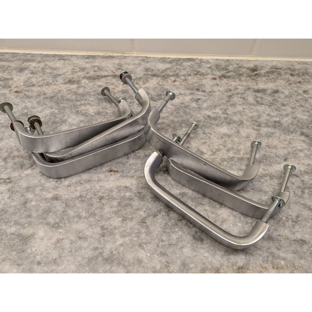 Reclaimed Vintage Brushed Aluminum Metal Drawer or Cabinet Pulls 6pcs